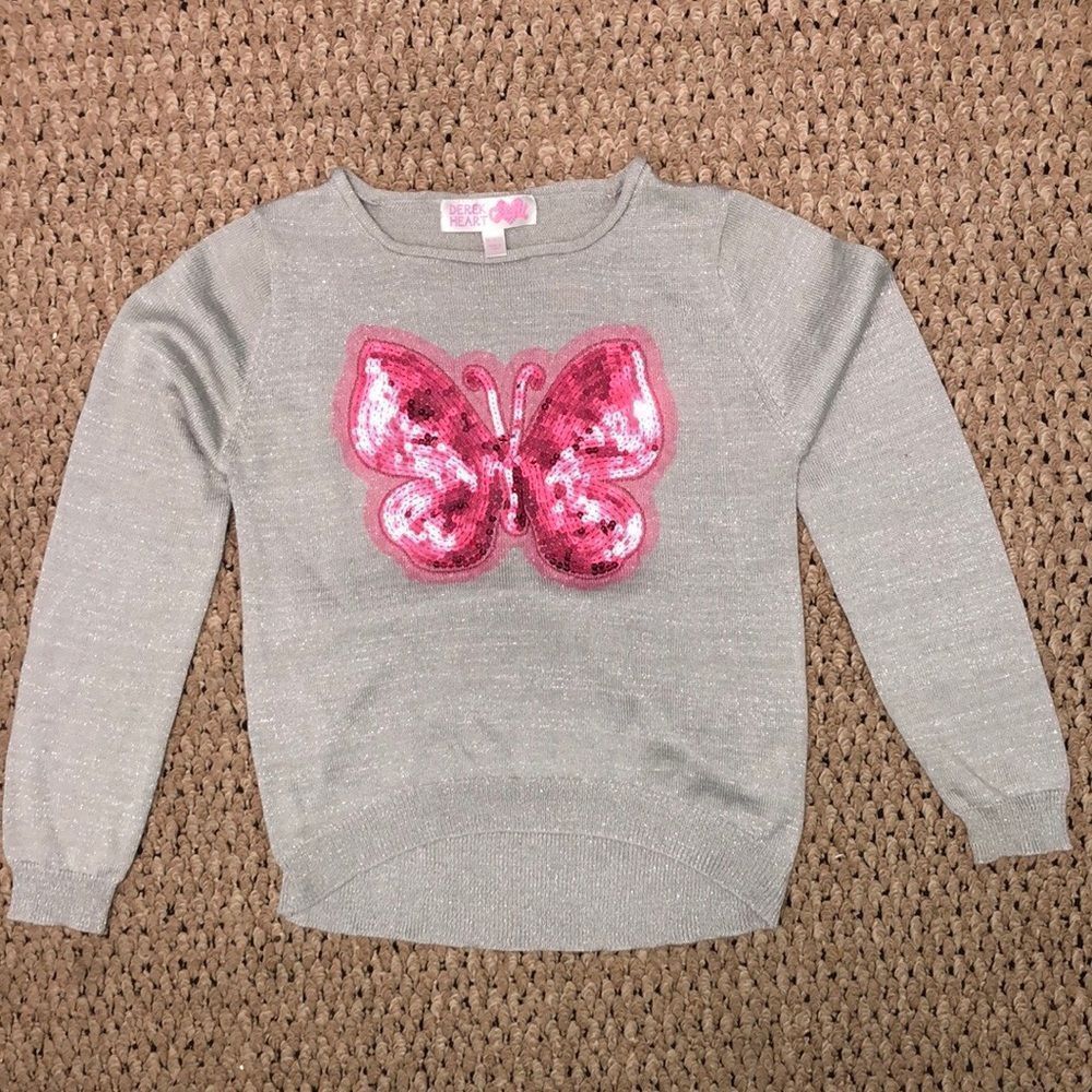 Derek Heart Girl Sequenced Butterfly Sweater